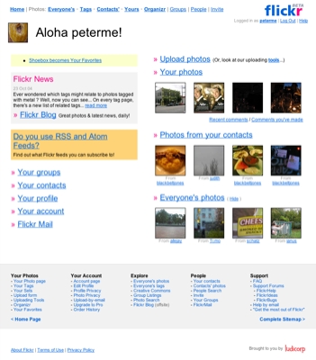flickr.com screen grab with sitemap