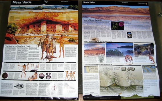 Mesa Verde and Death Valley brochures, side by side